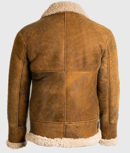 Brad Men’s Brown Shearling B-3 Bomber Leather Jacket