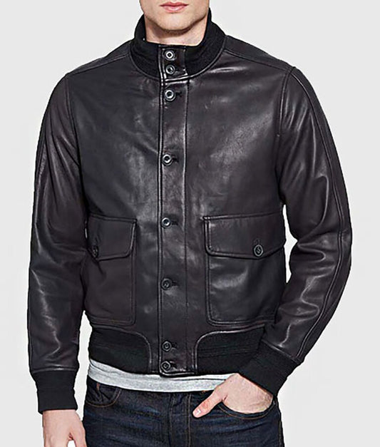 Real Men’s Black A-1 Leather Bomber Jacket