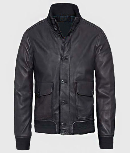 Zeus Men’s A-1 Black Leather Bomber Jacket – Timeless Military-Inspired Outerwear