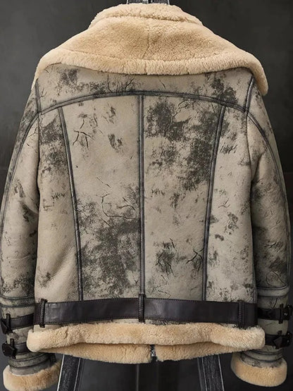 Men's B3 Flight Aviator Double Collar Shearling Jacket - Premium 2023