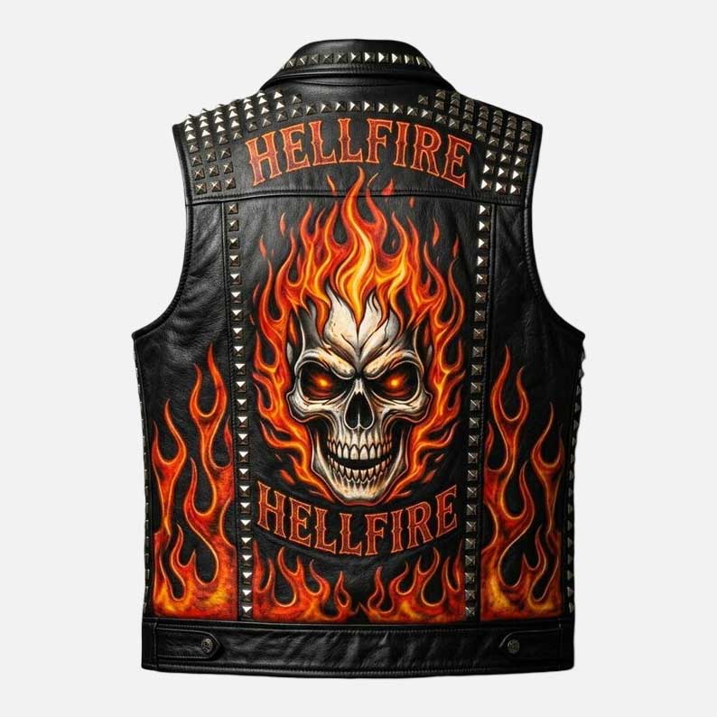 Affordable black skull leather vest buy online from Glory Store US motorcycle punk fashion