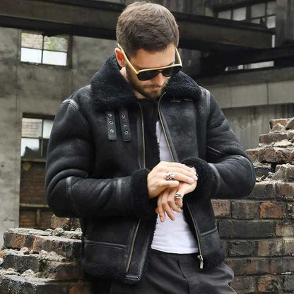 Men’s B3 Bomber Shearling Sheepskin Leather Aviator Jacket