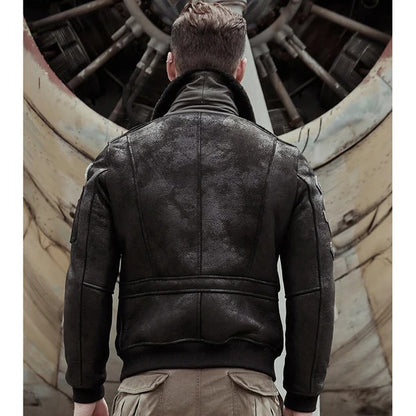Men’s Black RAF B3 Bomber Shearling Leather Aviator Jacket