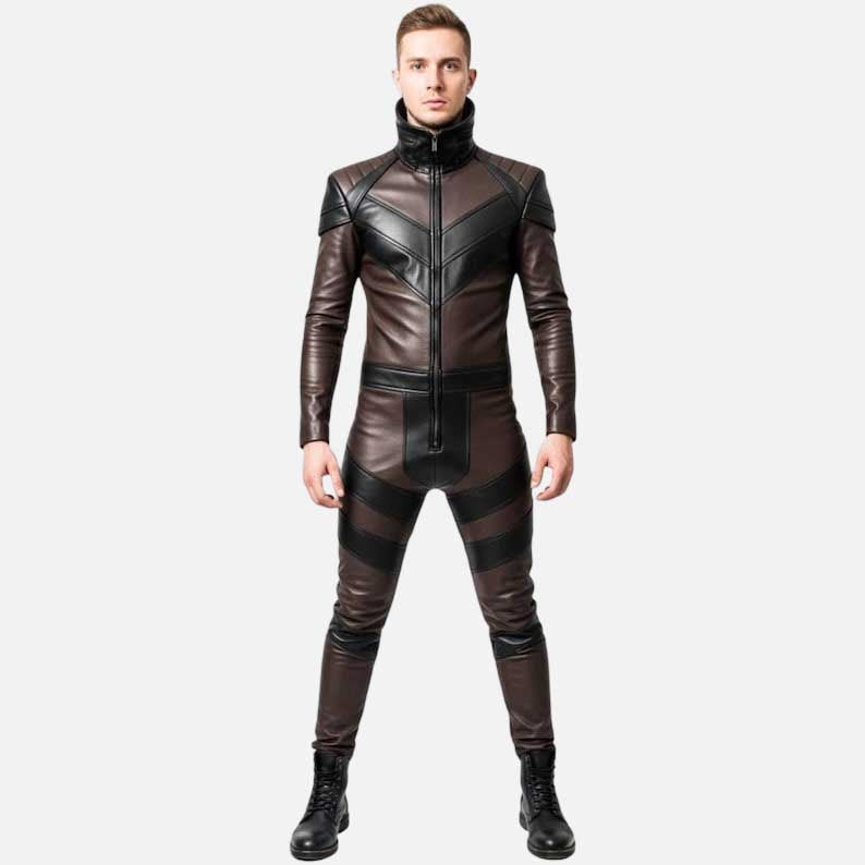 Best black and red leather motorcycle suit for sale by Glory Store US tactical superhero inspired design