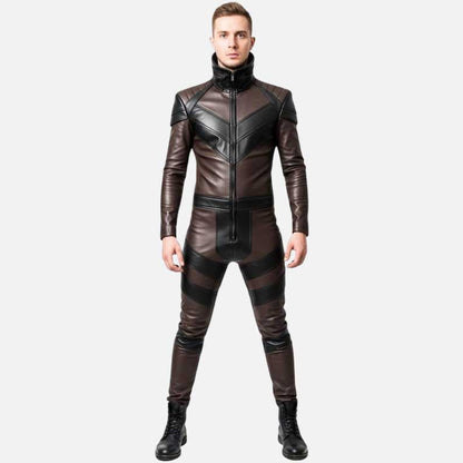 Best black and red leather motorcycle suit for sale by Glory Store US tactical superhero inspired design