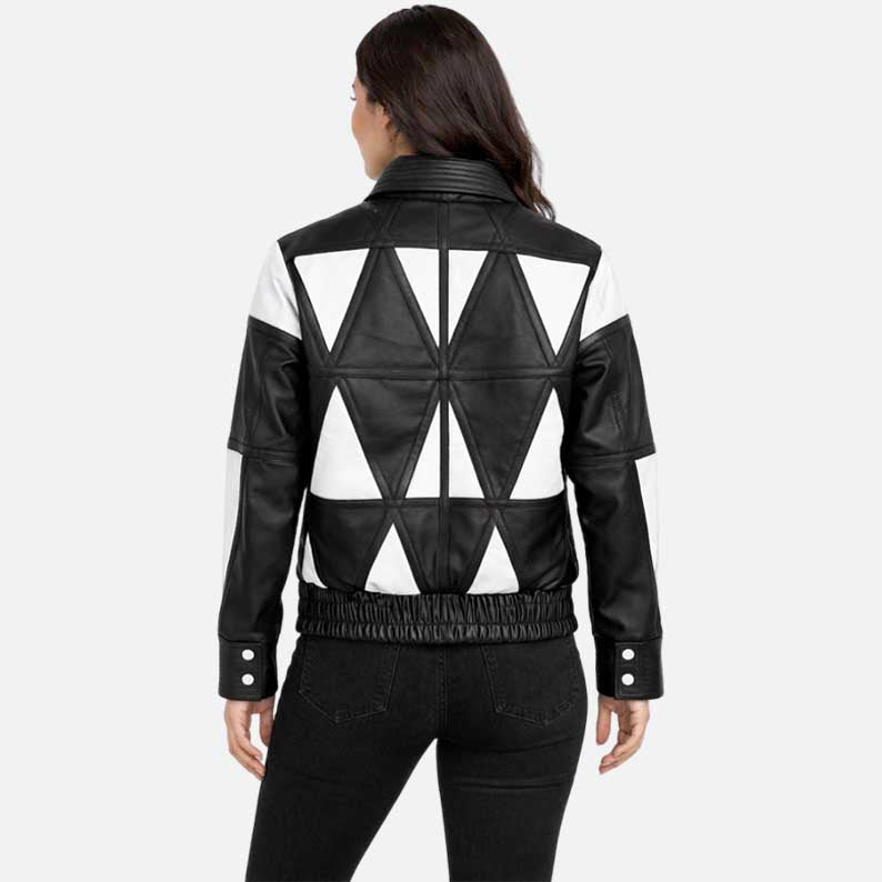 Best stylish black and white checkered leather jacket inspired by Hayley Williams available at Glory Store US