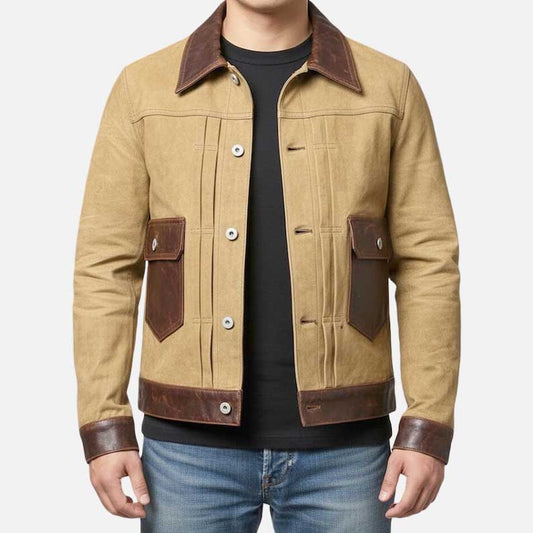 Best waxed canvas leather jacket for sale by Glory Store US custom tailored vintage style