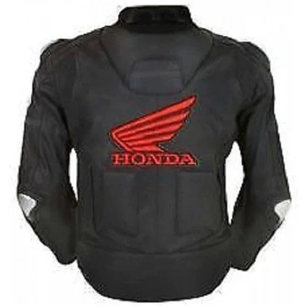 Black Honda Racing Leather Motorbike Jacket