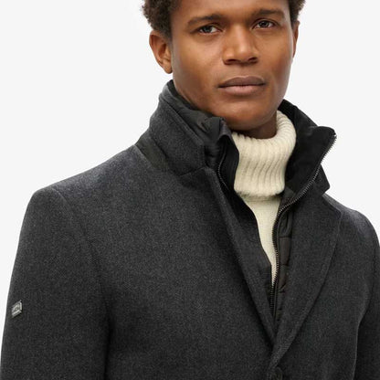 Black Royal Pea Coat with Puffer Jacket