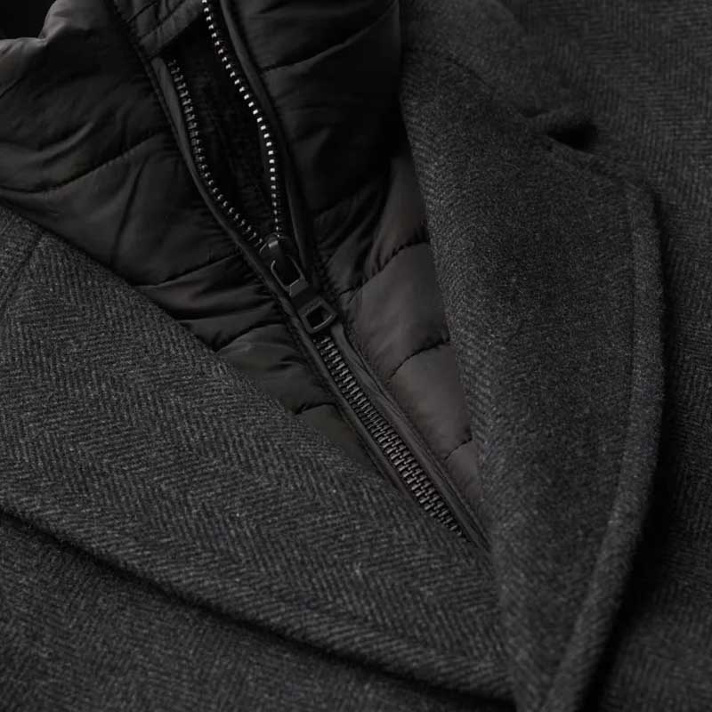 Black Royal Pea Coat with Puffer Jacket