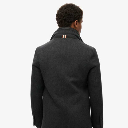 Black Royal Pea Coat with Puffer Jacket
