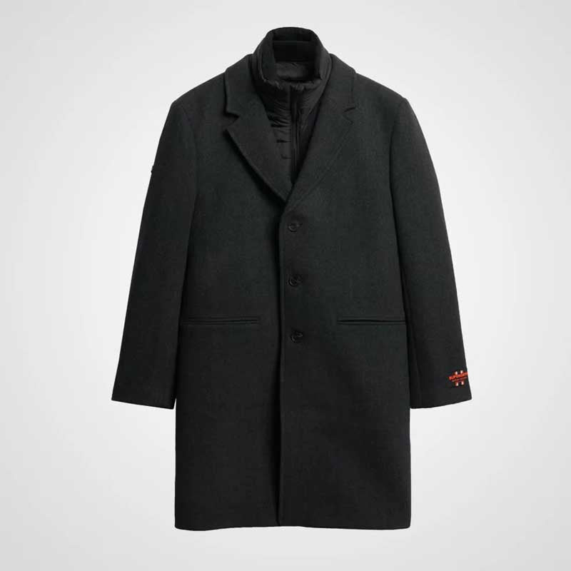 Black Royal Pea Coat with Puffer Jacket