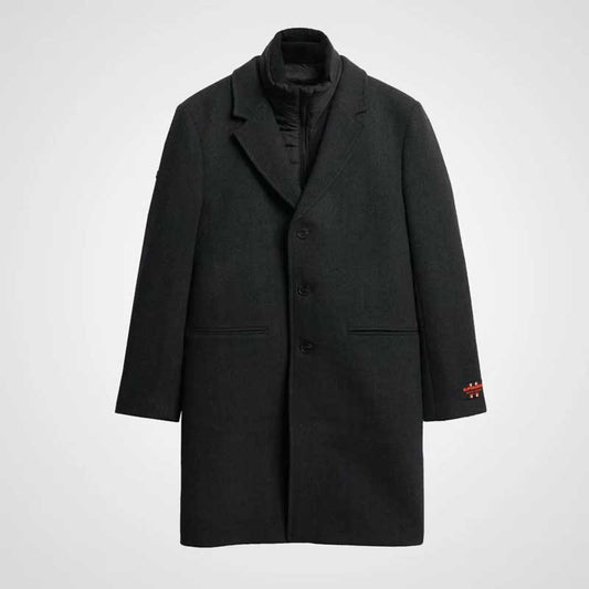 Black Royal Pea Coat with Puffer Jacket