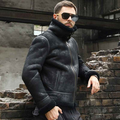 Men’s B3 Bomber Shearling Sheepskin Leather Aviator Jacket