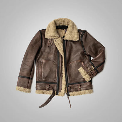 Brown Sheepskin Sherpa Jacket for Men