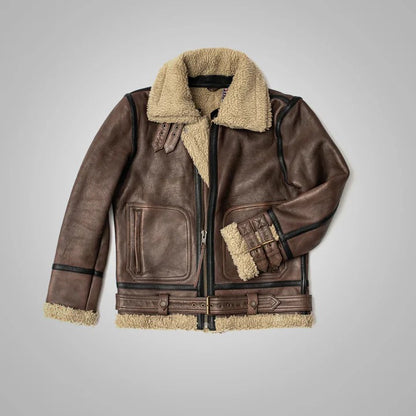 Brown Sheepskin Sherpa Jacket for Men