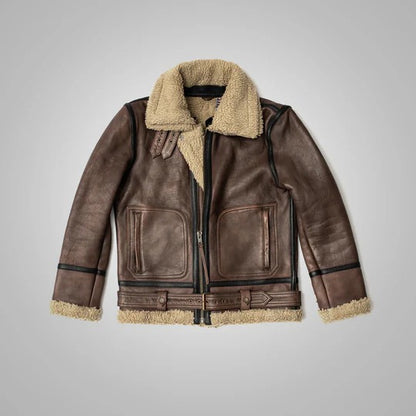 Brown Sheepskin Sherpa Jacket for Men