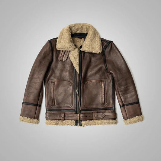 Brown Sheepskin Sherpa Jacket for Men