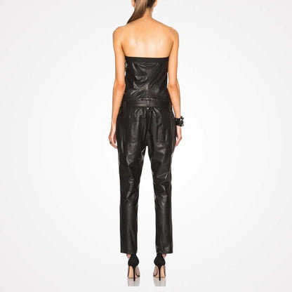 buy best womens strapless black leather jumpsuit glory store us