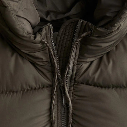 Dark Khaki Hooded Puffer Jacket for Women