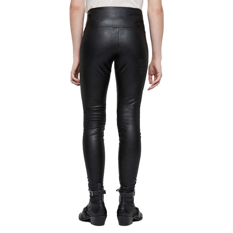 Women's Lambskin Leather Leggings with High Waist Skinny Fit