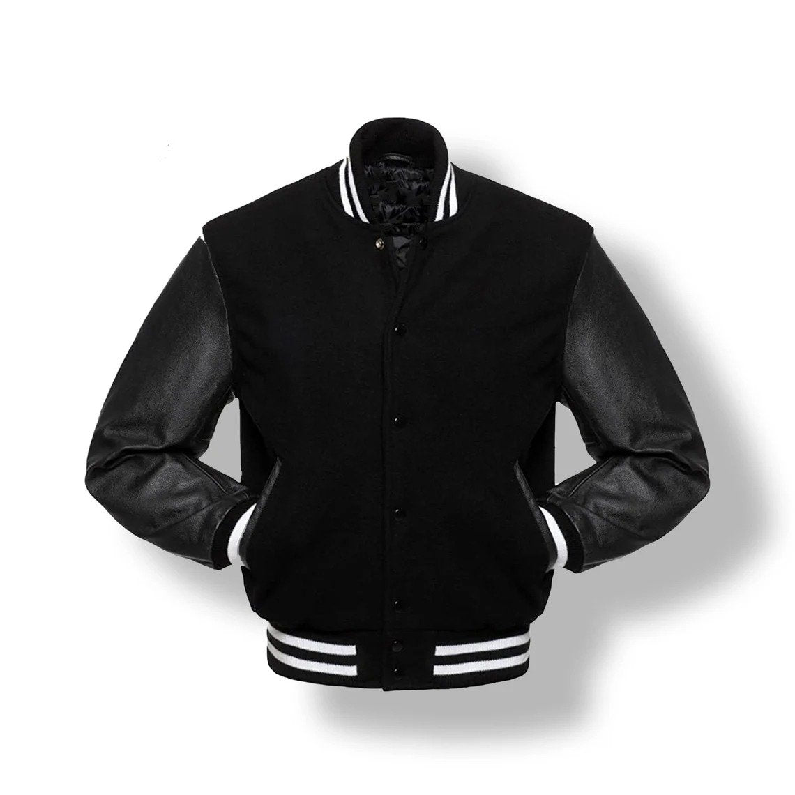 Unisex Varsity Jacket - Wool Body, Genuine Leather Sleeves - American College Style