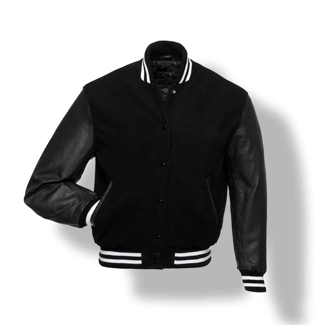 Unisex Varsity Jacket - Wool Body, Genuine Leather Sleeves - American College Style