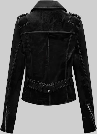 Women's Black Genuine Leather Double Rider Jacket