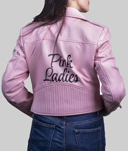 Women's Pink Genuine Leather Biker Jacket