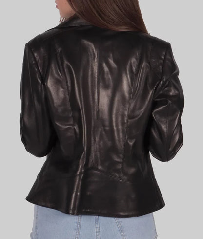 Women's Black Genuine Leather Biker Jacket