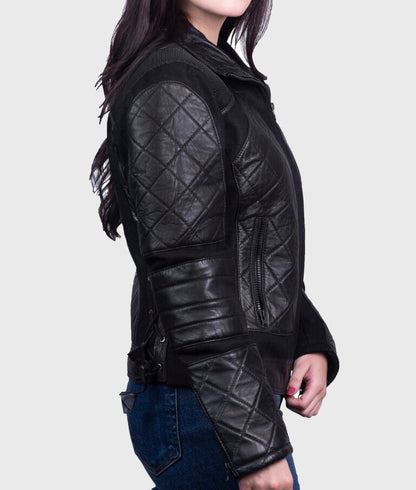 Women’s Black Quilted Genuine Leather Jacket