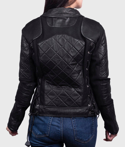 Women’s Black Quilted Genuine Leather Jacket