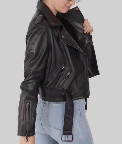 Women’s Classic Black Biker Leather Jacket