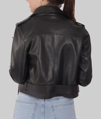 Women’s Classic Black Biker Leather Jacket