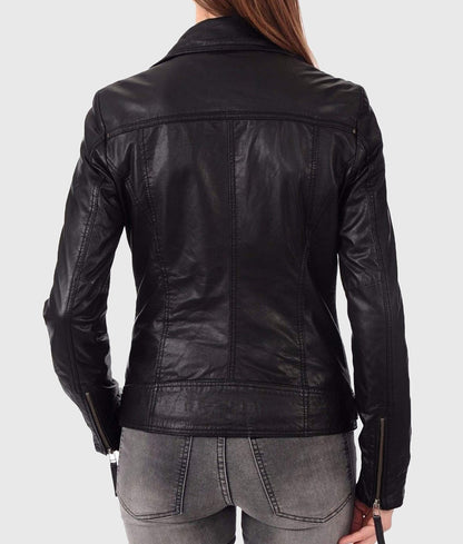 Women’s Black Double Rider Biker Leather Jacket