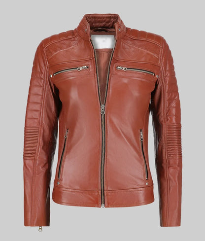 Women’s Brown Biker Leather Jacket