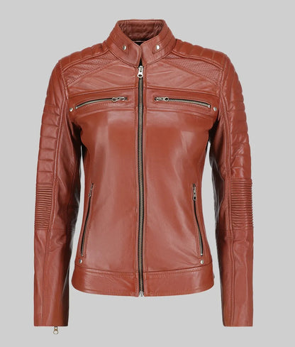 Women’s Brown Biker Leather Jacket