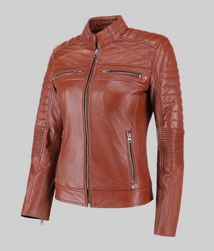 Women’s Brown Biker Leather Jacket