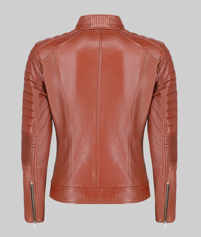 Women’s Brown Biker Leather Jacket