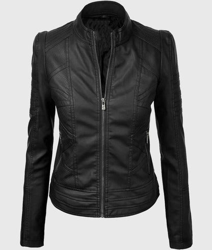 Women’s Black Classic Leather Biker Jacket