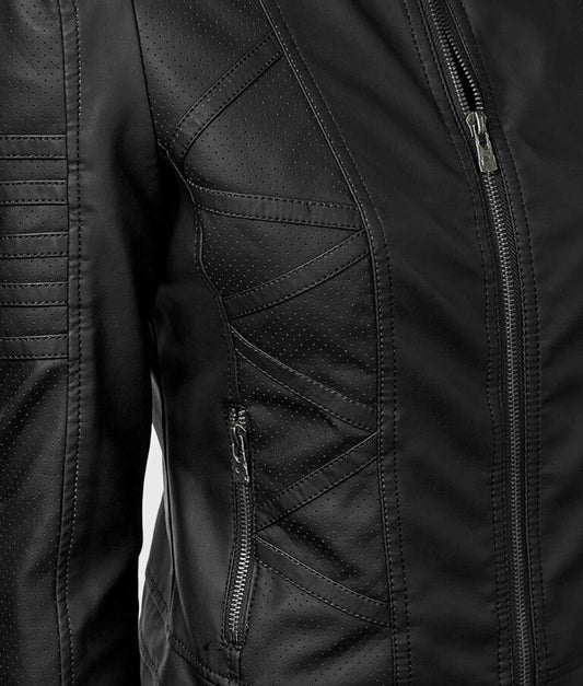 Women’s Black Classic Leather Biker Jacket