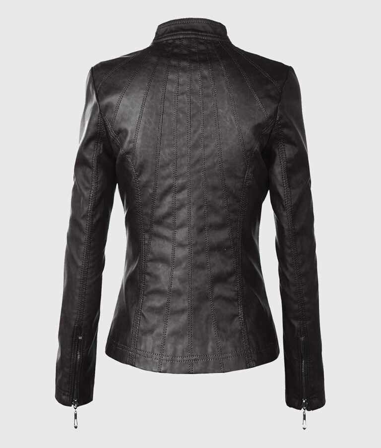 Women’s Black Moto Biker Leather Jacket
