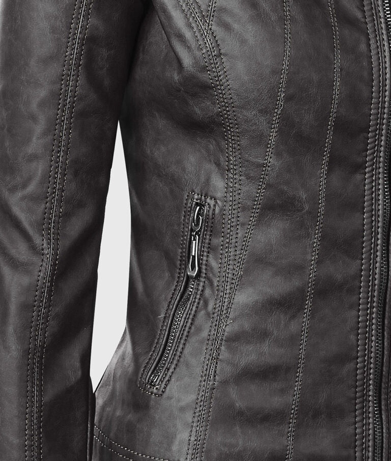 Women’s Black Moto Biker Leather Jacket