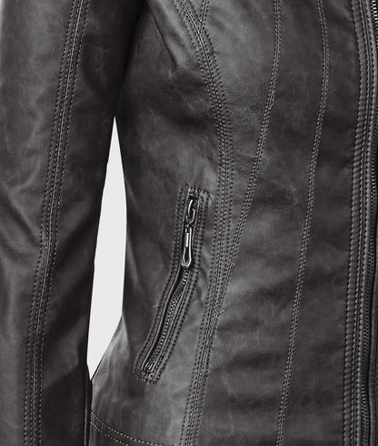 Women’s Black Moto Biker Leather Jacket