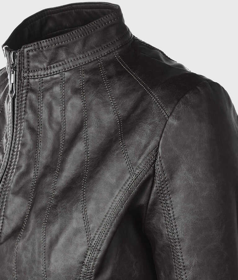 Women’s Black Moto Biker Leather Jacket