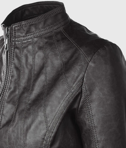Women’s Black Moto Biker Leather Jacket