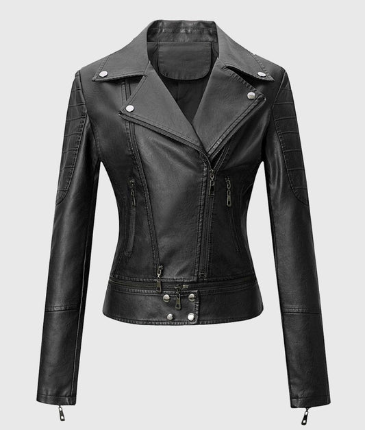 Women’s Black Double Rider Biker Leather Jacket