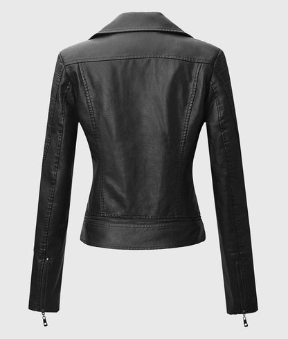 Women’s Black Double Rider Biker Leather Jacket