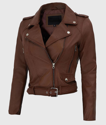 Women’s Brown Biker Leather Jacket