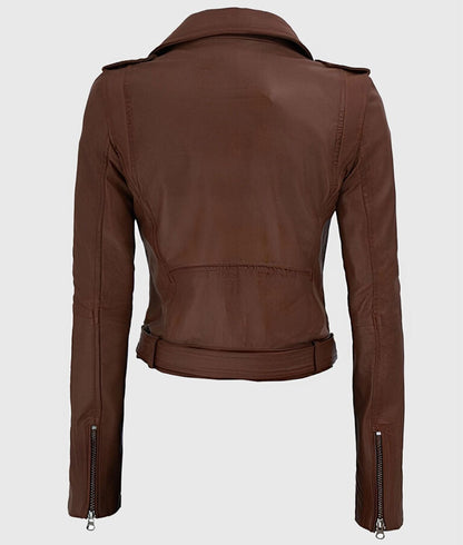 Women’s Brown Biker Leather Jacket